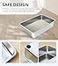 WENBOKMIN Stainless Steel Cat Litter Box, 4in Shallow Litter Box for Senior Cats and Kittens, Extra Large Metal Litter Pan Nonstick Odor Control Anti-Corrosion