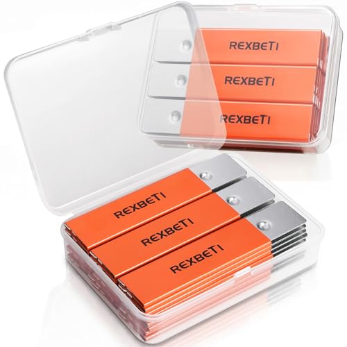 REXBETI Box Cutter, 48-Pack Retractable Cardboard Cutter, Mini Handy Box Opener for Packages, Boxes, All Metal Tough Sheath, Functional Basic Cutter with Case, Antirust Blackened Blade Utility Knives