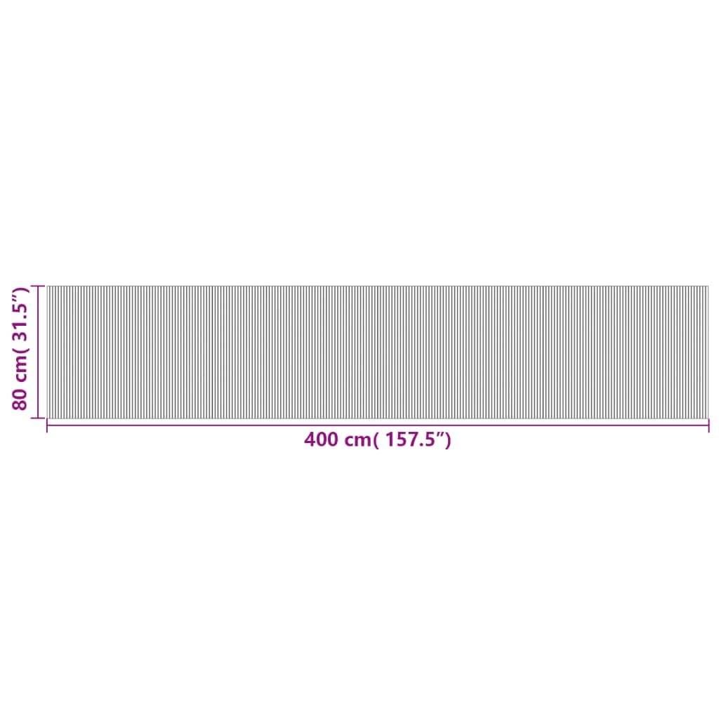 Rechteckiger Teppich Dunkelbraun 80 x 400 cm aus Bambus-Teppich Bambus Holz rutschfeste Matte Läufer Bambusmatte Küche Bad