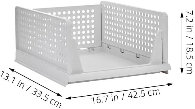 Cabilock 5pcs Foldable Storage Baskets Storage Bins Closet Organizers Plastic Drawer Shelf Container for Wardrobe Cupboard Kitchen Bathroom Office White