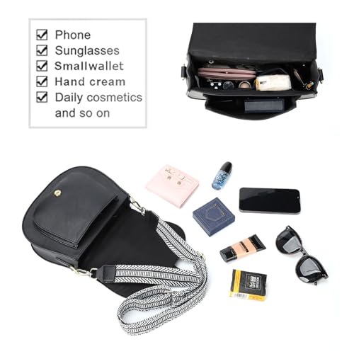 Image of AFKOMST Crossbody Bags for Women,Small Saddle Purse and Boho Cross Body Handbags,Vegan Leather