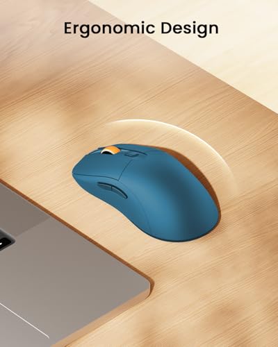 Image of ProtoArc EM15 USB C Mouse, Tri-Mode Bluetooth Mice for Laptop, Blue | 68g Ultra-Light, Ergonomic Design, Rechargeable Lightweight Portable Type C Wireless Mice for Tablet, PC, Windows, Mac