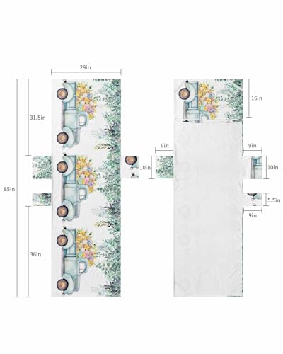 Spring Easter Beach Lounge Chair Towel Cover, Soft Chaise Lounge Towel with Side Pockets Patio Pool Chairs Cover for Beach/Pool Sunbathing 29x85 Eucalyptus Leaves Botanical Floral Truck