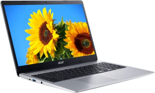 Image of acer Chromebook 315 Laptop, 15.6 inch FHD Touchscreen Display, 4GB RAM, 64GB eMMC SSD, Intel Celeron N4020 Processor, Wi-Fi, Bluetooth, Webcam, USB-C, Protective Sleeve, Chrome OS, Pure Silver, N19Q3