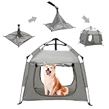 Top 22 Best Tents For Camping With Dogs In 2021 27 ASFANES Outdoor Waterproof Pet Automatic Camping Tent, Pop up Cave Bed for Indoor Cats and Small Dogs, Portable Cat House Dog House, Grey.
