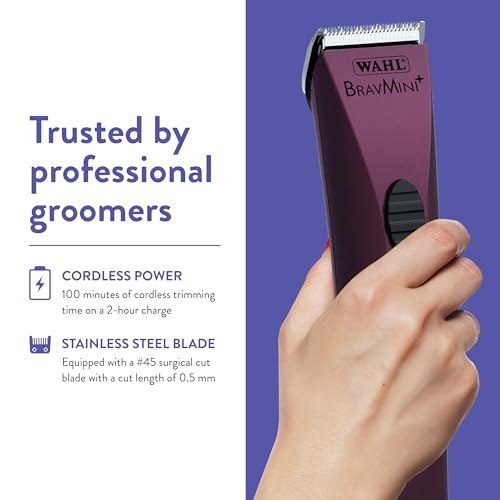 Wahl Professional Animal BravMini+ recortadora de mascotas para perros, gatos y caballos, Púrpura, Mini - Imagen 7