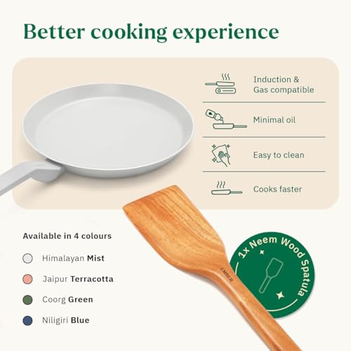 Image of Ember Cookware Arcilla Ceramic Non Stick Tawa 28cm | Non Toxic Roti & Chapati Pan | ISI Certified | Ceramic Cooking Tawa | PFAS & PTFE Free | 5-Year Warranty | Grey