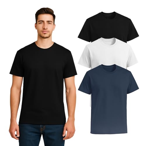 Mens Crew Neck Short Sleeve Cotton Tall Tshirts Casual Summer Lightweight T Shirt