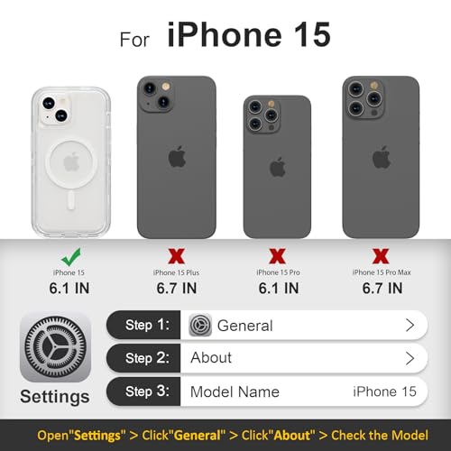 Follaroma for iPhone 15 Case, Compatible with MagSafe, Heavy Duty Shockproof Protection Phone Cases, Anti-Drop, Dual Layer Transparent Magnetic Phone Case for iPhone 15, 6.1'', Clear by Follaroma - Used condition - Image 2