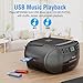 MEGATEK CBR510 Portable CD/Cassette Player Boombox with Bluetooth, AM/FM Radio, USB Playback, AUX Input, Headphone Jack, LCD Display, AC/Battery Powered Stereo System for Home