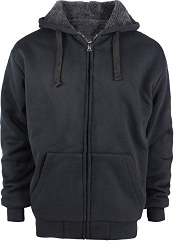 Facitisu Heavyweight Sherpa Lined Fleece Hoodie Sweatshirts for Men Winter Zip Plus Size Jacket