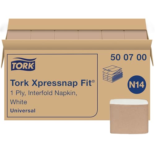 Tork Xpressnap Fit White Dispenser Napkin N14 100% Recycled Fibers 1-ply 36 packs x 240 napkins 500703