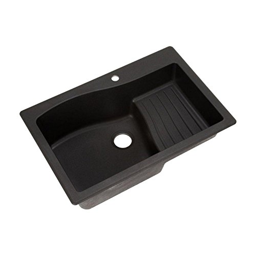 Swanstone QZ03322AD.077 Granite 1-Hole Dual Mount Single-Bowl Kitchen Sink, 33-in L X 22-in H X...