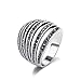Mytys Classic Black Dome Marcasite Crystal Rings (8)