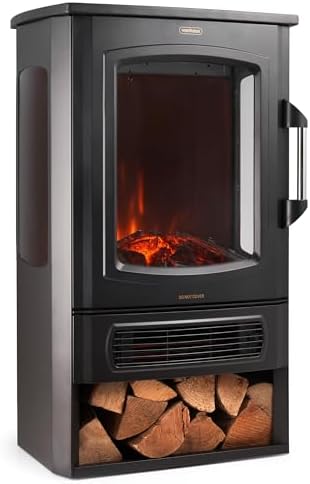 VonHaus Panoramic Stove Heater with Log Storage – 3-Sided Electri...