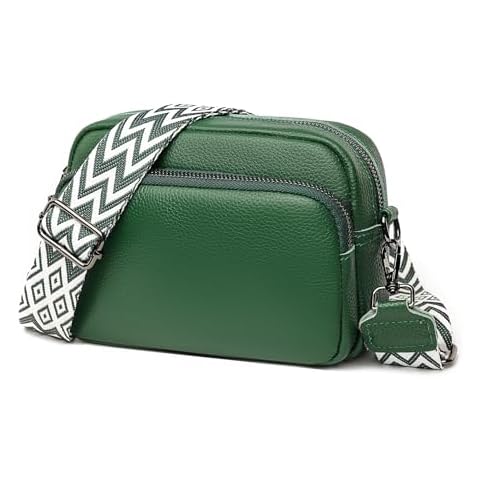 BOAJUNWU Small Crossbody Bag for Women Genuine leather Crossbody Purses with Wide Guitar Strap Shoulder Handbag Satchel Cover