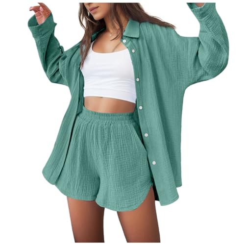 Ensemble d'été 2 pièces femme avec chemisier à manches courtes et short