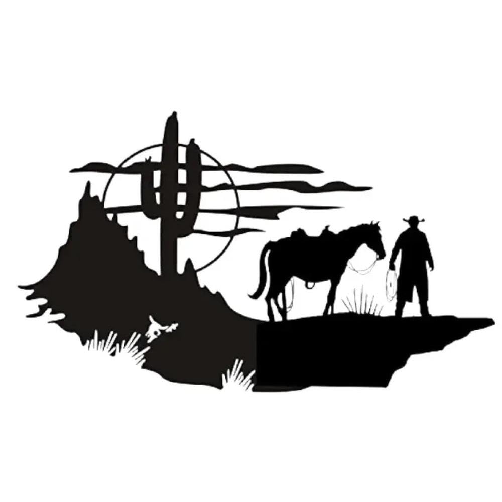 Car Decal Cowboy Western Scene for Car Windows and Smooth Outside of Car Decal Man Holding Horse