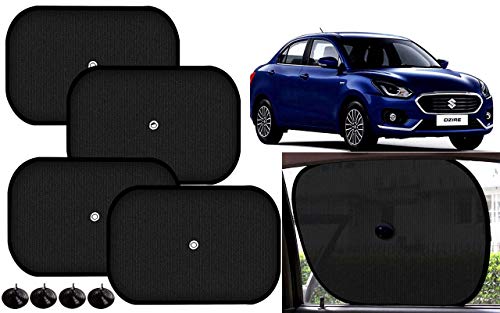 Auto Kite 60 GSM Car Side Window Black Chipkoo Sunshade Curtains 4pcs for - Swift Dzire 2017