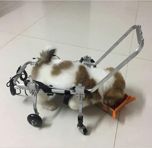Carrito de silla de ruedas para perros regulable con 4 ruedas para soporte integral 5
