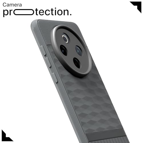 Image of Pikkme Back Cover for Vivo T4 5G / iQoo Z10 5G Soft Grip 3D Hexa Cube Texture Silicone Bumper Case (Grey)