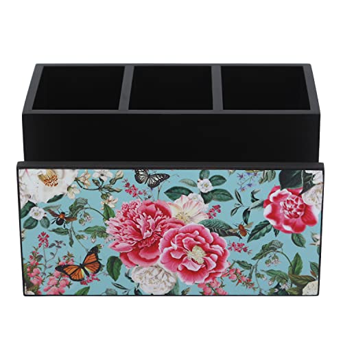 Image of Reinvention Factory Wooden Cutlery Holder I Countertop Organizer - Spoon Fork Knife Napkin Tissue Paper I Desk Supplies Pencil Pen Stationery Stand I Home & Kitchen I Size 7 inch X 5 inch X 4 inch (Fairy Garden)