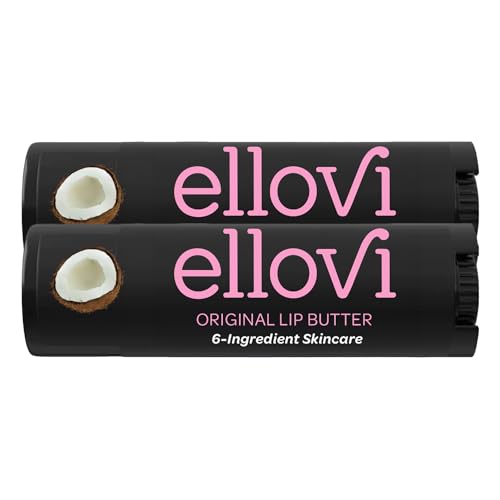 Ellovi Natural Lip Butter Lip Balm - Original - Pure Enough to Eat - Made With Just 6 Vegan Ingredients - Moisturizing Lip Care for All Day Hydration (2-Pack)