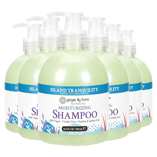 Image of Ginger Lily Farms Botanicals Shampoo, 16.9oz /6pk, Island Tranquility | 100% Vegan & Cruelty-Free | Moisturizing Shampoo for All Hair Types