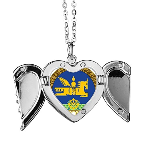 Collier emblème Mongolie et ailes d'ange taille M en acier