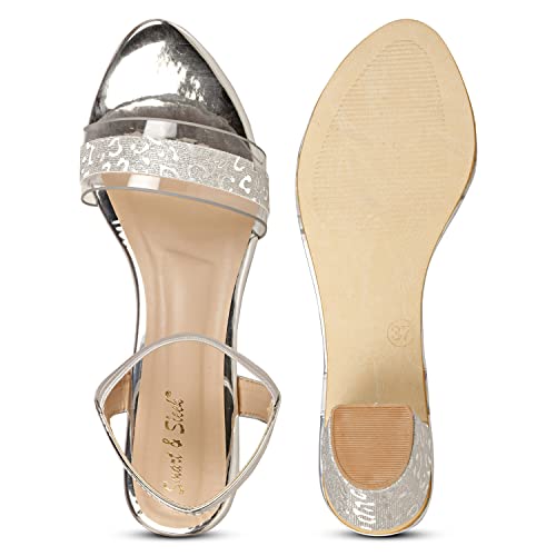 Image of Smart & Sleek Transparent Block Heels Sandals for Women & Girls-AB55