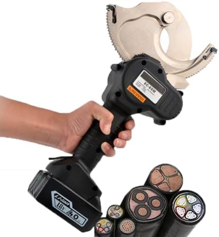 Professional Ratchet Wire Cutter for Aluminum & Copper Cables - 50/65/75mm Gear Type Scissors, Portable Battery-Powered, Compact Design with Comfort Grip Handles