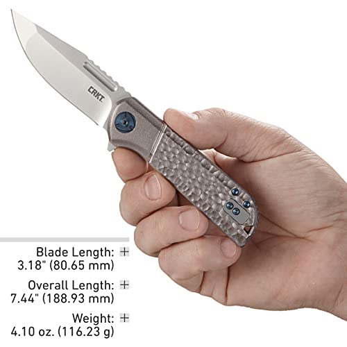 Crkt Lanny Edc Folding Pocket Knife: Assisted Opening Everyday Carry, Satin Blade, Flipper , Liner Lock, Hammered Aluminum Handle, Reversable Pocket Clip 6525 #TOP5