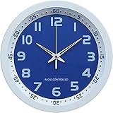 DCF-77 Funkwanduhr Technoline, WT 8971 Funk-Wanduhr, Ø 30cm, weiß-blau