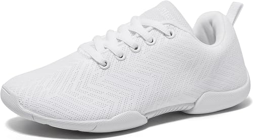 Image of BAXINIER Girls White Cheerleading Shoes Breathable Youth Cheer Competition Sneakers Athletic Training Dance Tennis Walking Shoes