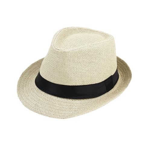 Generisch Sombrero de paja transpirable casual de verano para mujeres y hombres, sombrero de ala corta, beige, talla única
