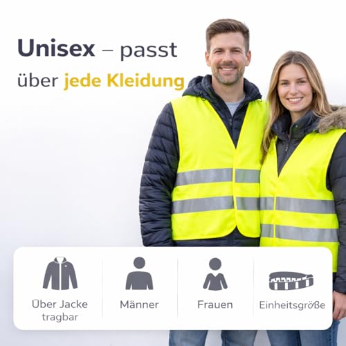 TK Gruppe Timo Klingler 4X Warnwesten ISO 20471 - Pannenweste 2026 Unfallweste Pkw Sicherheitsweste Weste Neongelb reflektierend Auto, Pkw, LKW - Autozubehör (4X Stück)