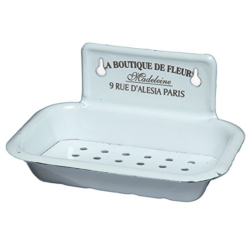 Ambiente Haus Assiette à Savon en émail émaillé Blanc 8 x 16 x 10 cm