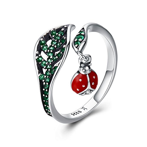 Bague coccinelle en argent 925 sterling de haute joaillerie pour femme
