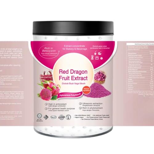 Polvo de extracto estandarizado de la fruta del dragón – Polvo 100 g puro 100 % natural sin aditivos – Para sopa, batidos, café, bebidas, pasteles