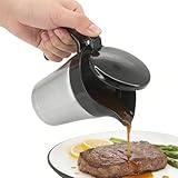 Jarras de acero inoxidable, 450 ml de doble pared aislado Gravy Boot, jarras separadoras de salsa térmica con tapa de bisagra y asa, vajilla de vacaciones sostiene leche, nata, crema y salsa