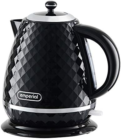 Emperial Electric Kettle Cordless - Contemporary Diamond Design with Fast Boil and Boil Dry Protection, 1.6 Litre, 3000 W - Black (Kettle)