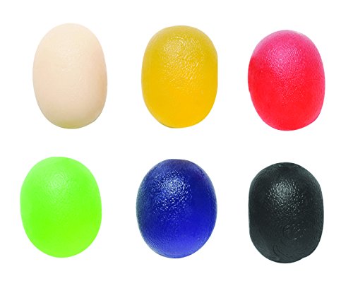 CanDo 10-1896 Gel Squeeze Ball, Large Cylindrical, 6-piece Set, Tan through Black