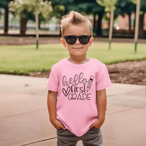 Hello 1st 2nd 3rd 4th Grade Shirts for Boys Girls Back to School T-Shirt Kids First Day of School Gift Tee Tops 6-11Y3