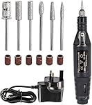 Electric Nail File for Thick Toe Nails, Adjustable Speed Electric Nail Drill Portable Nail Drill for Gel Nails with 6 Drill Bits Sanding Bands Beginner