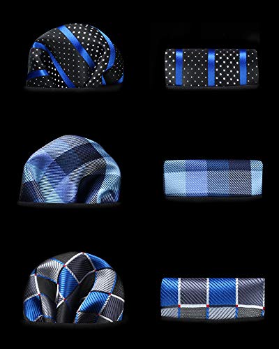 Image of HISDERN Mens Ties Extra Long Tie and Pocket Square Set 63 Inch XL Tie Pack Collection Present Box Necktie Lot 3 PCS