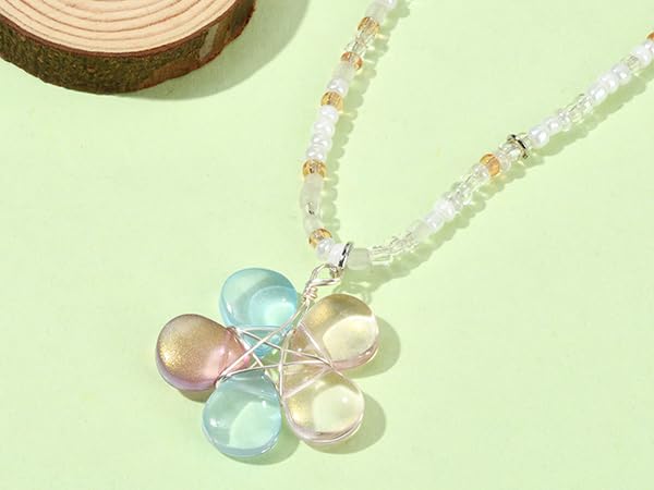 Ipotkitt 30 Pcs Mixed Color Glass Flower Charms Plant Flower Shaped Crystal Glass Charms for Jewelry Making Necklace Earring Accessory - Image 4