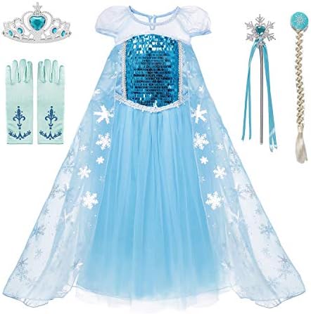 Snow Princess Costume Toddler Girls Queen Sequins Dress Up for Halloween Party