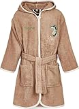 Playshoes Kinder Bademantel personalisiert mit Namen bestickt Wildtiere Krokodil Braun Größe 98/104 Kapuze Bindegürtel