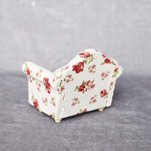 Healifty 1/12 Casa de Bonecas Sofá Flor Miniatura Poltrona Modelo DIY Mini Acessórios de Artesanato