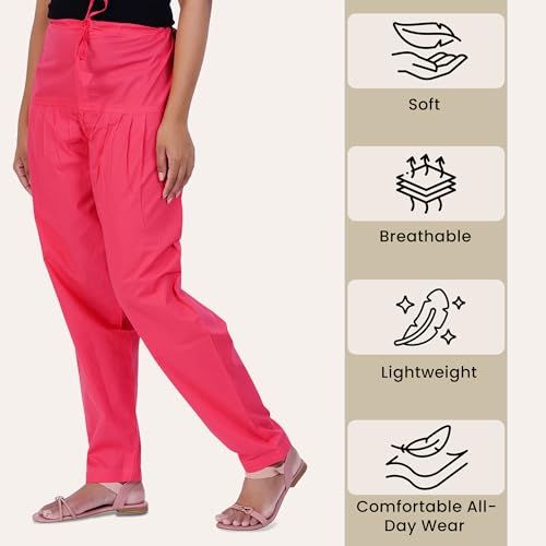 Image of Happy Bunny Salwar Pant for Women, Fine Cotton Ethnic Trousers with Drawstring Waist, Comfortable Daily, Office & Casual Wear Bottoms